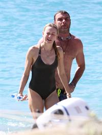 Naomi Watts wearing a swimsuit on the beach in St Barts 12/31/12 