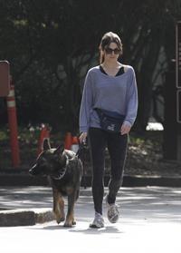 Nikki Reed jogging with her dog Enzo in Los Angeles on February 6, 2013