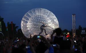Alecia Moore (Pink) performing at the O2 Wireless festival in London on July 2, 2011