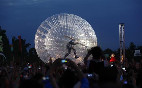 Alecia Moore (Pink) performing at the O2 Wireless festival in London on July 2, 2011