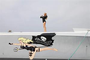 Pamela Anderson Launches Sea Shepherds Operation Zero Tolerance Whale Defense Campaign on November 2, 2012 