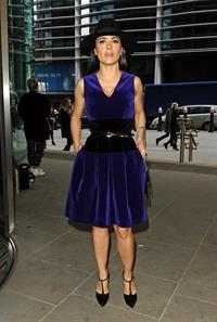 Salma Hayek Christopher Kane show at London Fashion Week 2/18/13 