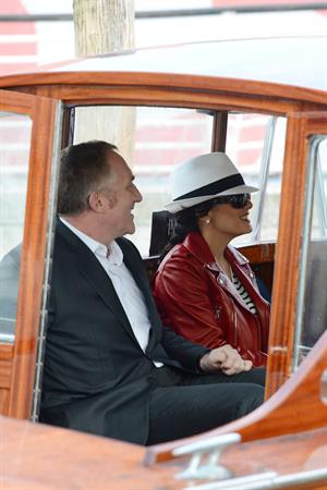 Salma Hayek - Touches down with her husband Francois-Henri Pinault at Marco Polo Airport in Venice (28.05.2013) 