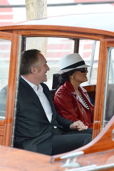 Salma Hayek - Touches down with her husband Francois-Henri Pinault at Marco Polo Airport in Venice (28.05.2013) 