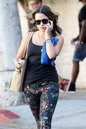 Sophia Bush walking and talking in Beverly Hills on August 27, 2012