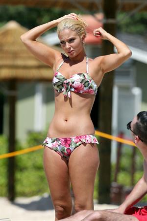 Tulisa Contostavlos in a bikini on the beach in Honolulu July 31, 2012