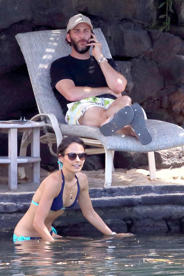 Jordana Brewster in a black bikini in Hawaii, August 30, 2014