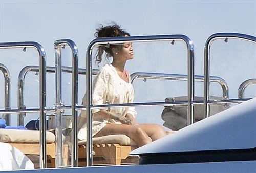 Rihanna enjoying a break on a yacht in Ponza August 29, 2014