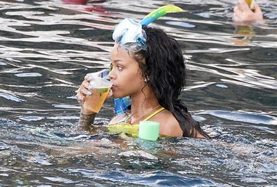 Rihanna enjoying a break on a yacht in Ponza August 29, 2014