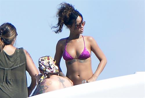Rihanna enjoying a break on a yacht in Ponza August 29, 2014
