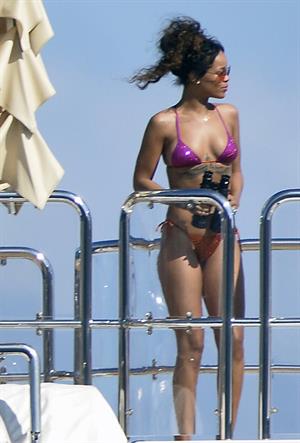 Rihanna enjoying a break on a yacht in Ponza August 29, 2014