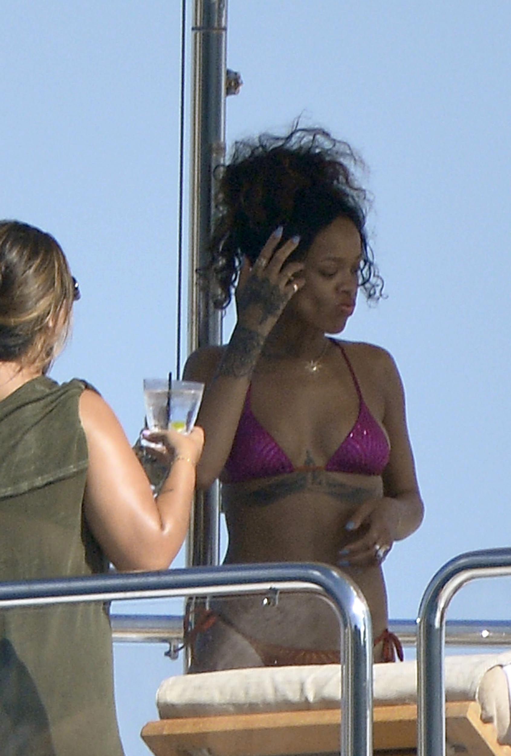Rihanna enjoying a break on a yacht in Ponza August 29, 2014