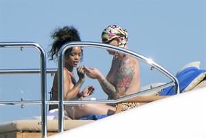 Rihanna enjoying a break on a yacht in Ponza