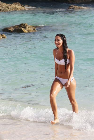Tulisa Contostavlos in a bikini on the beach in Bermuda August 21, 2014