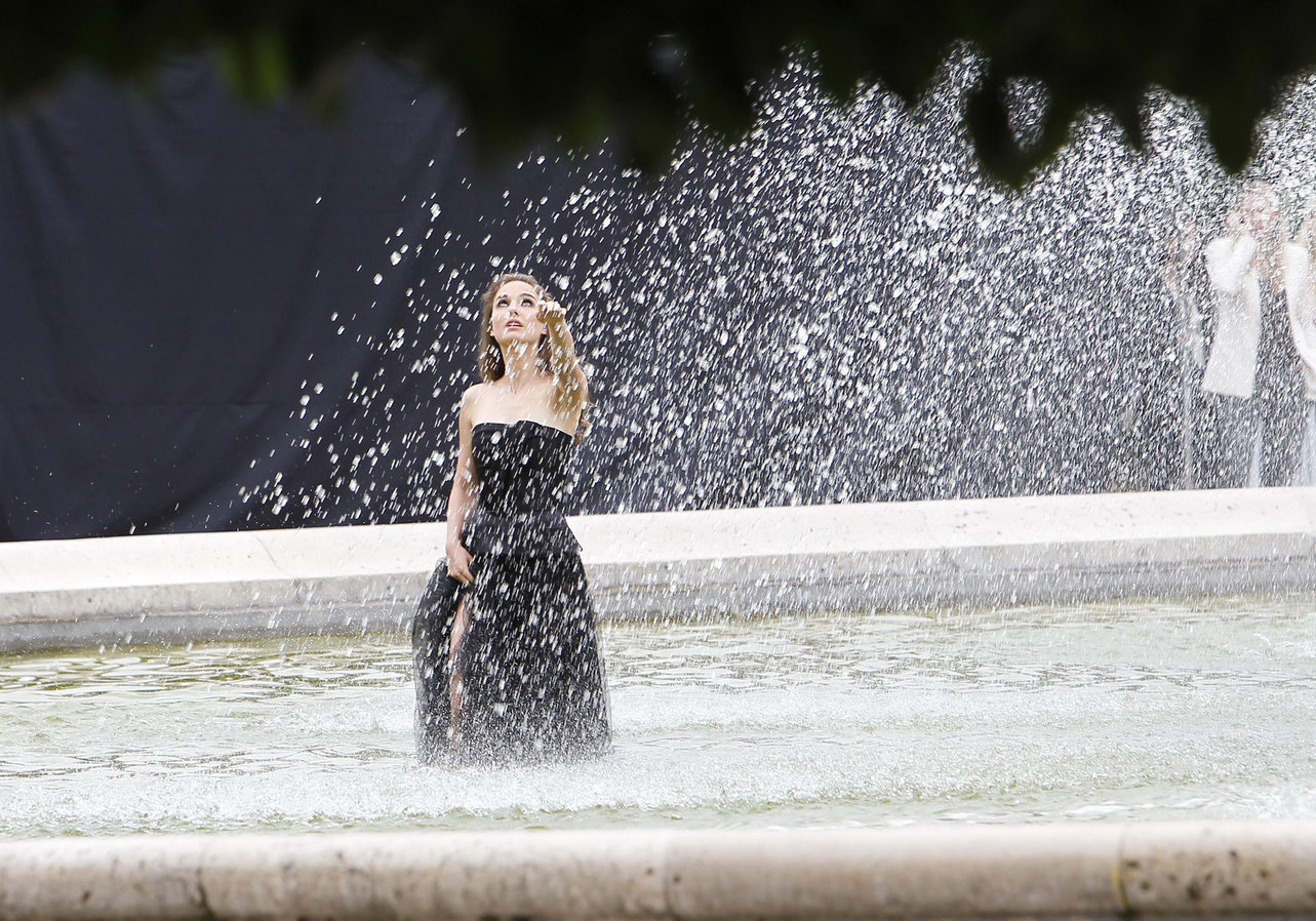 Natalie Portman Pictures Natalie Portman modeling for a Miss Dior campaign photo shoot in the gardens of the Palais Royal in Paris 6/26/12