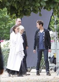 Natalie Portman modeling for a Miss Dior campaign photo shoot in the gardens of the Palais Royal in Paris 6/26/12 