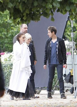 Natalie Portman modeling for a Miss Dior campaign photo shoot in the gardens of the Palais Royal in Paris 6/26/12 