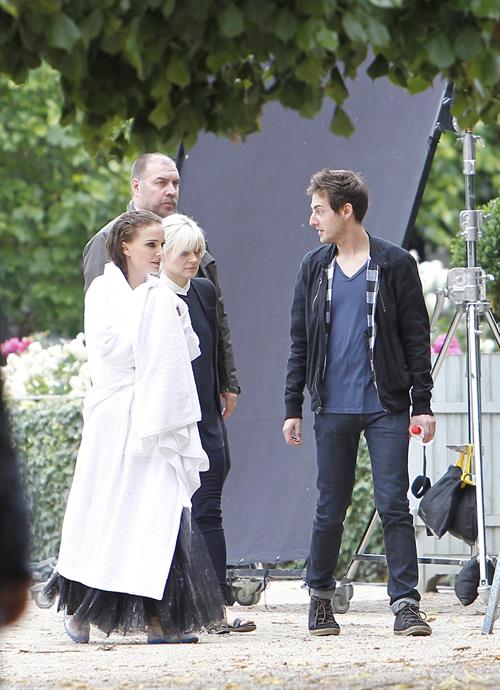 Natalie Portman modeling for a Miss Dior campaign photo shoot in the gardens of the Palais Royal in Paris 6/26/12 