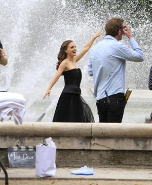 Natalie Portman modeling for a Miss Dior campaign photo shoot in the gardens of the Palais Royal in Paris 6/26/12 