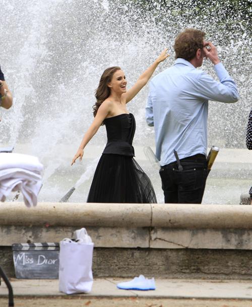 Natalie Portman modeling for a Miss Dior campaign photo shoot in the gardens of the Palais Royal in Paris 6/26/12 