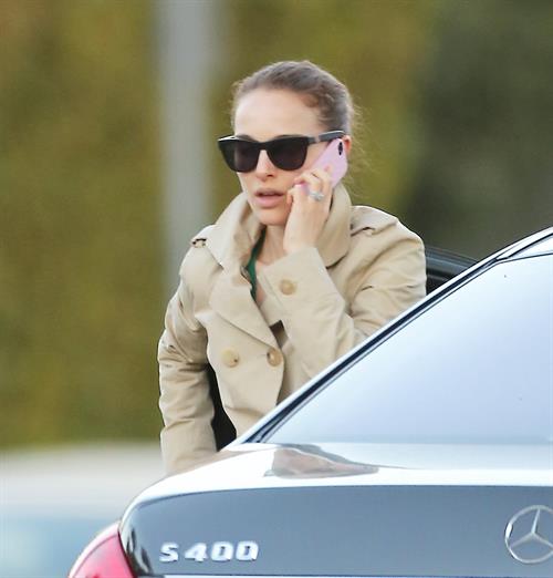 Natalie Portman heads to a meeting in her trench coat at an office in Century City January 17, 2013 