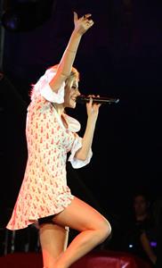 Pixie Lott performs on stage in Londonderry, Northern Ireland, Thursday, June 21, 2012.