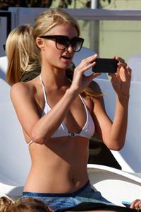 Paris Hilton a party on the beach in Malibu July 27, 2013