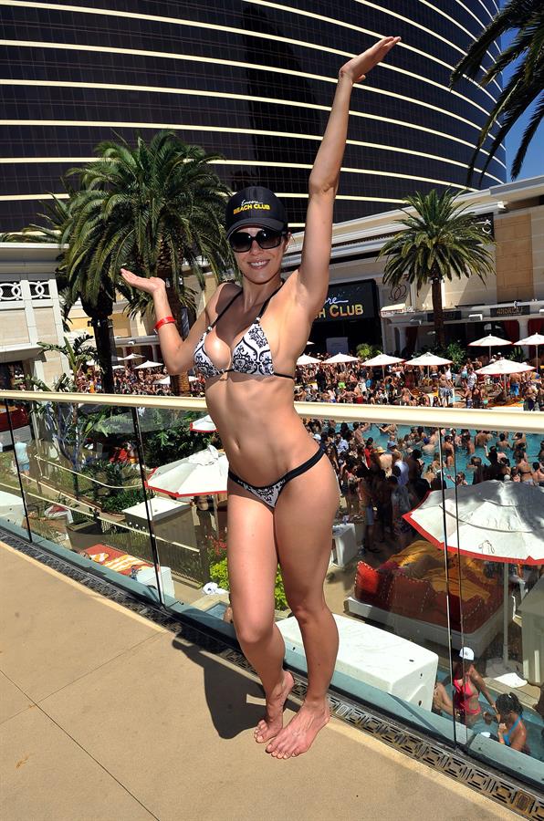 Adrianne Curry in a bikini at the Encore Beach Club in Las Vegas August 16, 2014