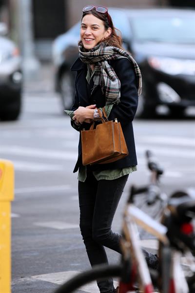 Alexa Chung Peels restaurant in the East Village in NYC, December 20, 2013