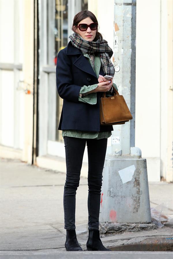 Alexa Chung Peels restaurant in the East Village in NYC, December 20, 2013