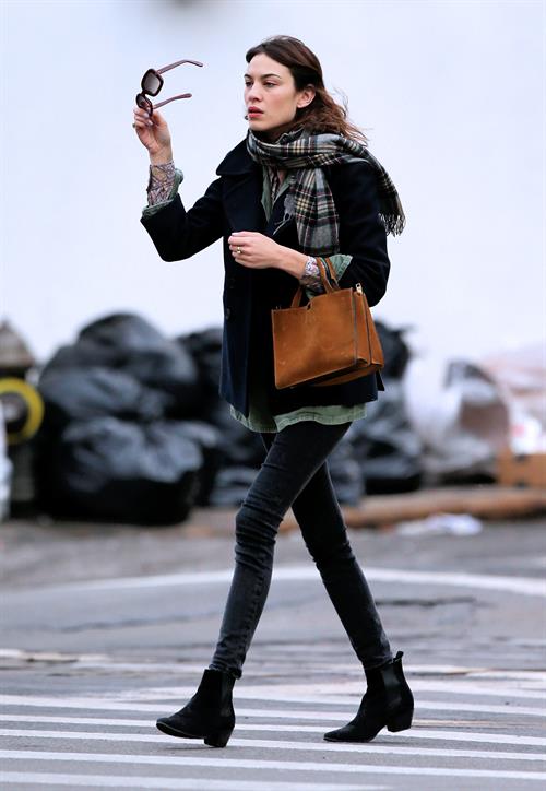 Alexa Chung Peels restaurant in the East Village in NYC, December 20, 2013