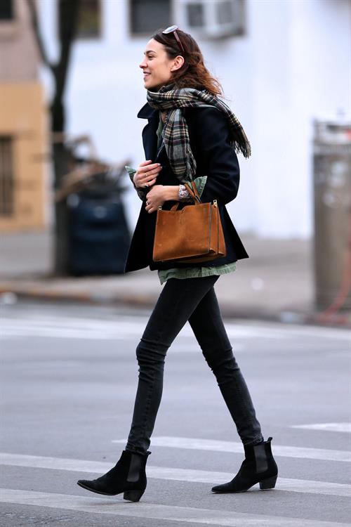 Alexa Chung Peels restaurant in the East Village in NYC, December 20, 2013