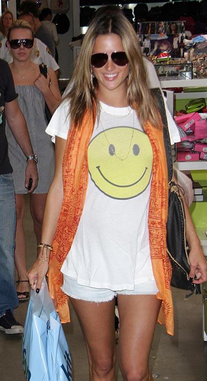 Alessandra Ambrosio Beverly Hills candids in a smiley shirt