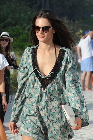 Alessandra Ambrosio – beach candids in Miami 12/6/13  