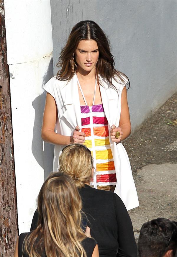 Alessandra Ambrosio on the set of a photo shoot for 'Harpers Bazaar' in Los Angeles on February 27, 2014