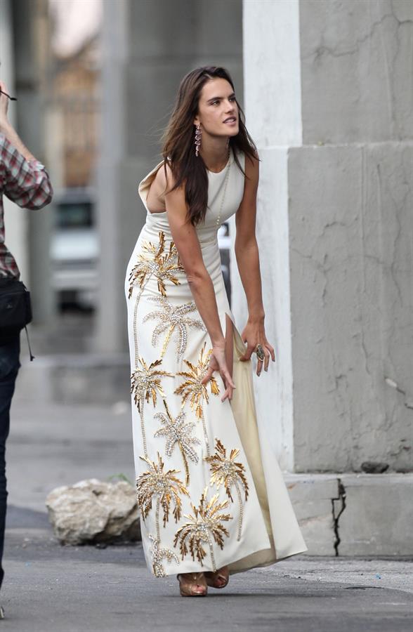 Alessandra Ambrosio on the set of a photo shoot for 'Harpers Bazaar' in Los Angeles on February 27, 2014