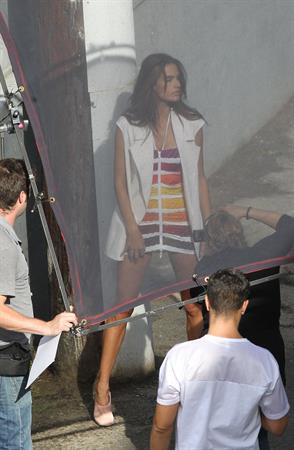 Alessandra Ambrosio on the set of a photo shoot for 'Harpers Bazaar' in Los Angeles on February 27, 2014