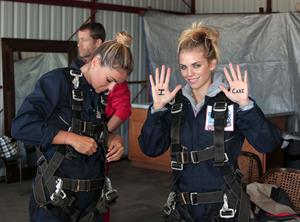 AnnaLynne McCord skydives from 18,000 feet at a charity event, Lompoc August 16, 2014