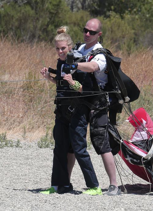 AnnaLynne McCord skydives from 18,000 feet at a charity event, Lompoc August 16, 2014
