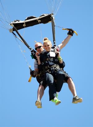 AnnaLynne McCord skydives from 18,000 feet at a charity event, Lompoc August 16, 2014