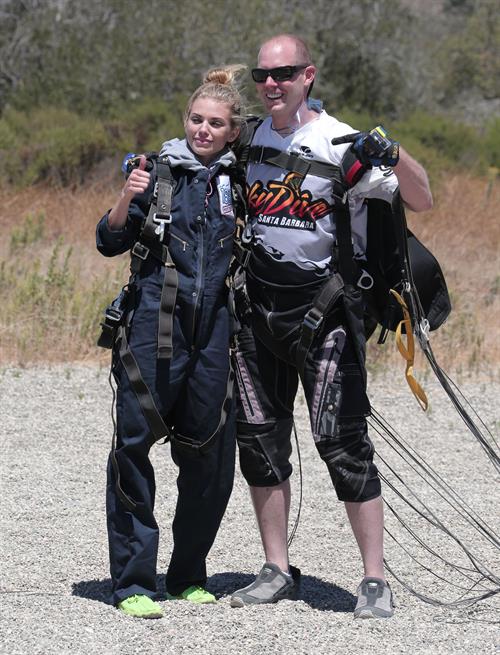 AnnaLynne McCord skydives from 18,000 feet at a charity event, Lompoc August 16, 2014