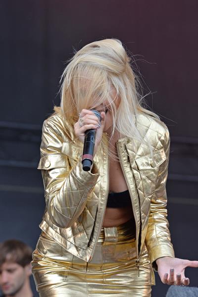 Pixie Lott performing on Day 1 of the V Festival at Hylands Park on August 16, 2014