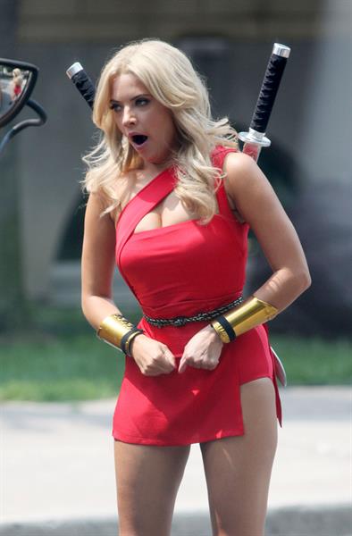 Ashley Benson on the set of Pixels in Toronto on August 7, 2014