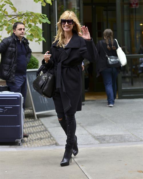 Heidi Klum leaves her hotel in New York City on November 1, 2013