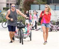 Heidi Klum haning out at the beach in Santa Monica on August 24, 2013