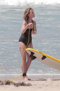 Helen Hunt wearing a swimsuit on the set of 'Ride' in LA August 5, 2013 