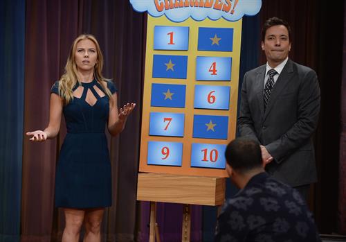 Scarlett Johansson Pictures Scarlett Johansson visits Late Night with Jimmy Fallon in NYC 9/13/13