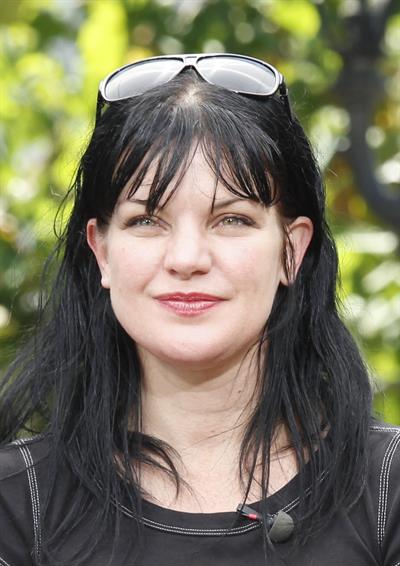 Pauley Perrette on the set of Extra in LA 5/28/13 