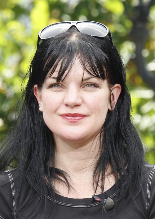Pauley Perrette on the set of Extra in LA 5/28/13 