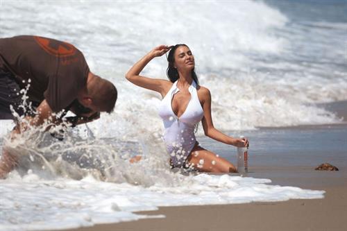 Charlie Riina in a beach photoshoot for 128 Water in Santa Monica on  11/25/2018